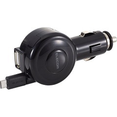 エレコム 2.4A 巻取りDC充電器 micro & USB MPA-CCM03 ブラック(1コ入)[充電器・バッテリー類]
