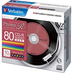 バーベイタム CD-R フォノアール オーディオ 80分 10枚 MUR80PHS10V1(1セット)[CDメディア]