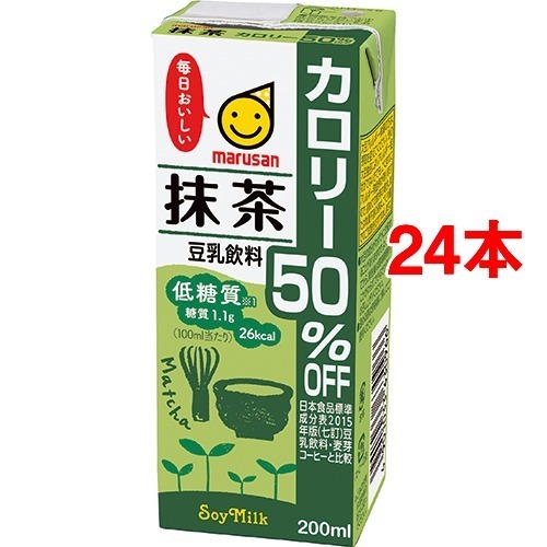マルサン 豆乳飲料 抹茶 カロリー50％オフ(200ml*48本セット)[豆乳]
